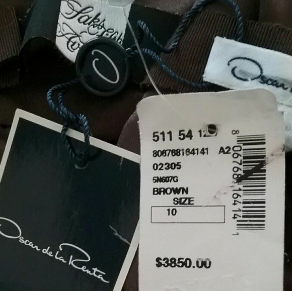 SALE🔖*$3850 NEW W. TAG OSCAR DE LA RENTA SILK LONG BROWN RUNWAY GOWN US 10 - Picture 2 of 13